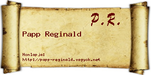 Papp Reginald névjegykártya